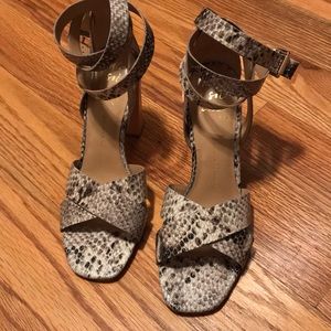 Python print block heel sandal w/ ankle wrap strap